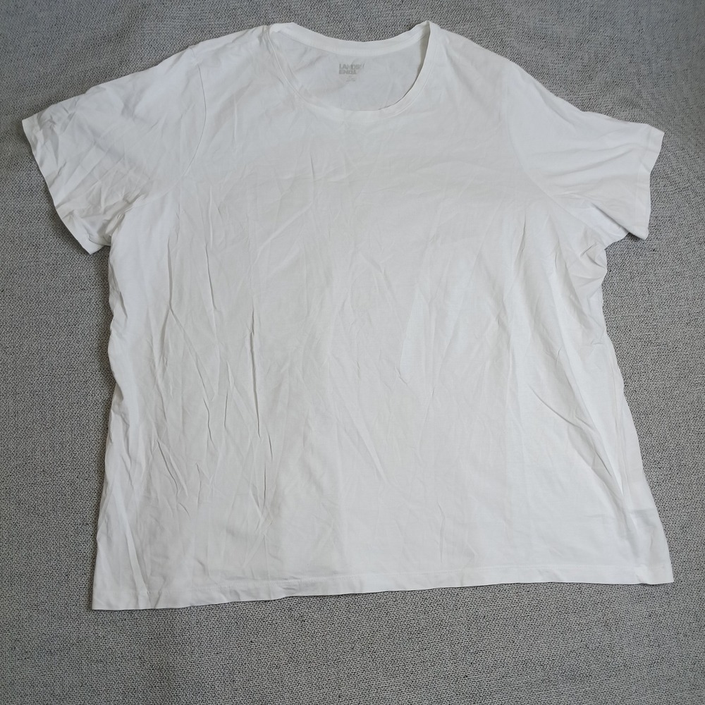 Lands End T-Shirt Womens 3X White Good Short Sleeve Crew Neck Basic Tee